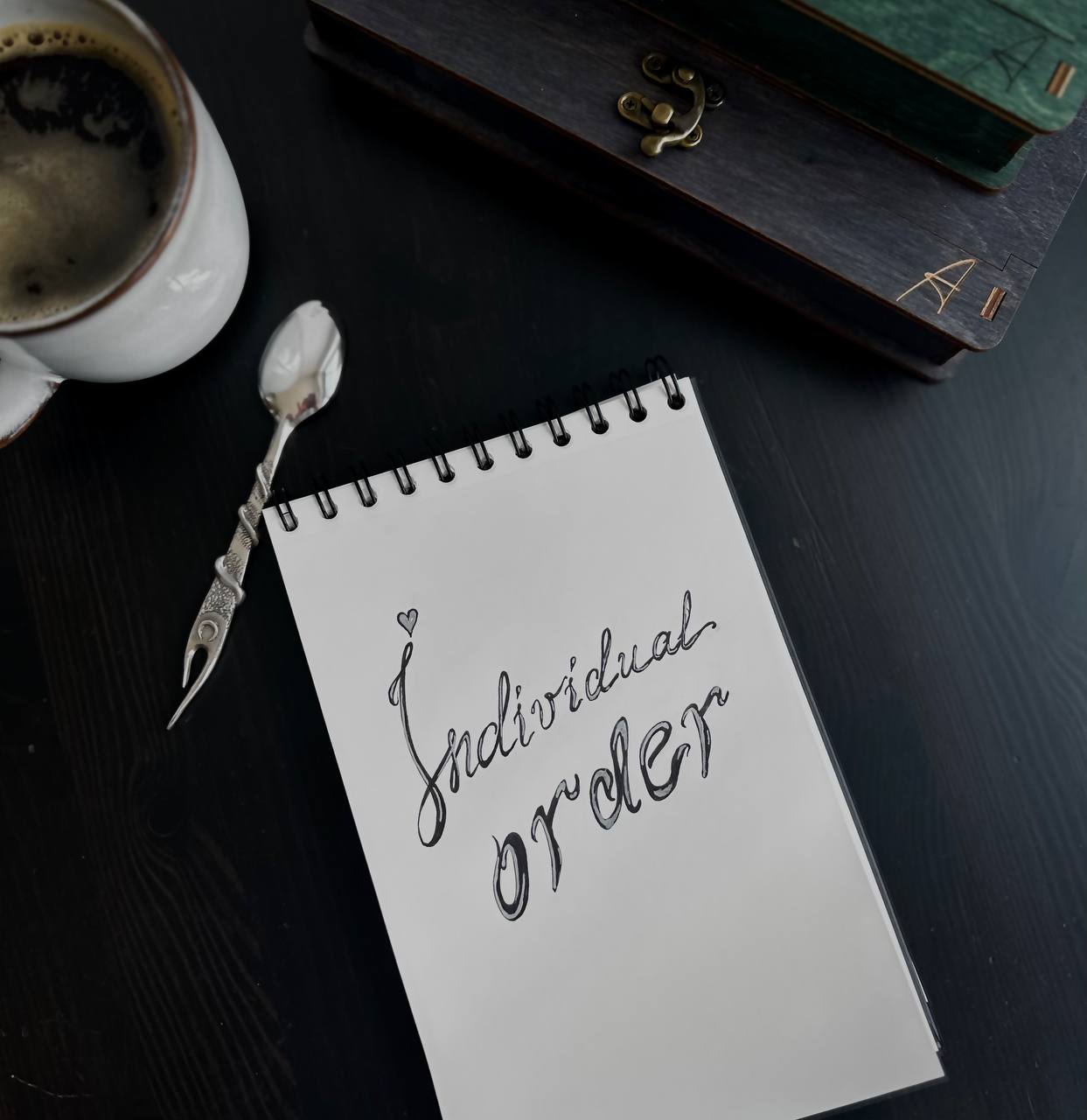 Sketch for the subsequent creation of a personalized silver cutlery