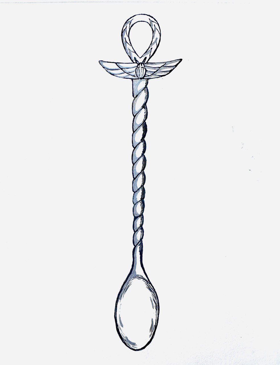 Silver spoon with "Ankh" symbol